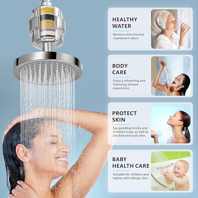 Voolan 4 Pack Replacement Shower Filter Cartridge - 20 Stage Hard Water Shower Filter For Remove Chlorine And Heavy Metals, Water Softening - Reduces Dry Itchy Skin