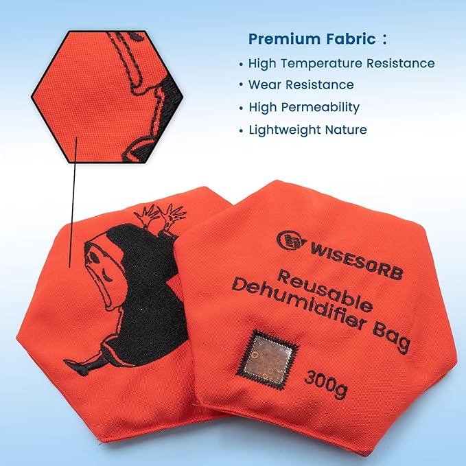 300g Rechargeable Desiccant Packs for Storage, Reusable Dehumidifier Bags Silica Gel with Indicator Window Moisture Absorbers for Gun Safe, Suitcase, 3D Filaments, Electronics [3PACK]