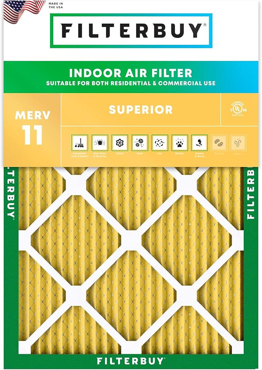 Filterbuy 21x22x1 Air Filter MERV 11 (MPR 1200) Allergen Defense Replacement (1-Pack), Electrostatic Pleated HVAC AC Furnace Filters, Made in USA (Actual Size: 20.50 x 21.50 x 0.75)