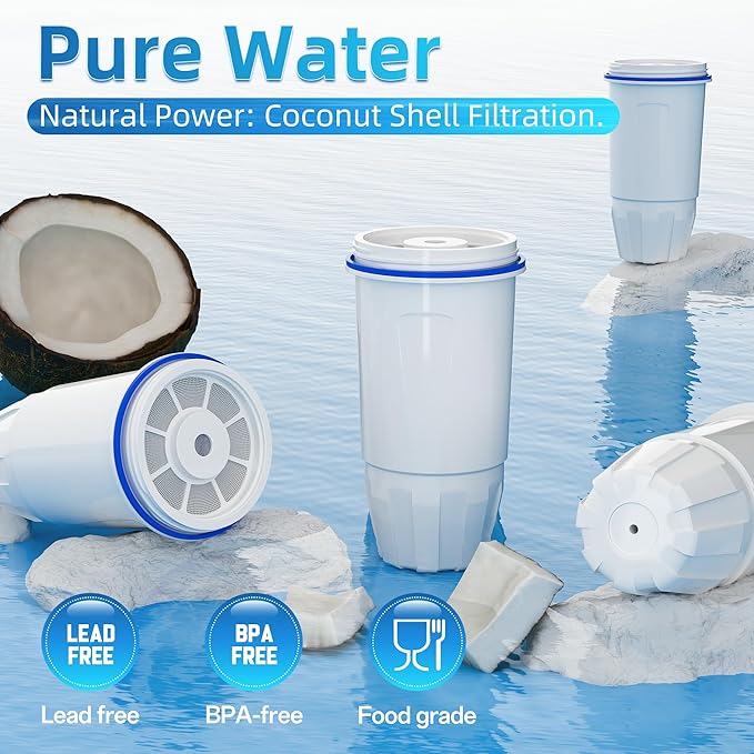 Water Filter Replacement by NUTTUTO Compatible with Zero Pitcher and Dispensers, for ZR-001, ZR-017 ZP-006 ZD-013 ZS-008, Multistage Filtration System to Reduce Lead, TDS, PFOA/PFOS, Chlorine, 6 Packs