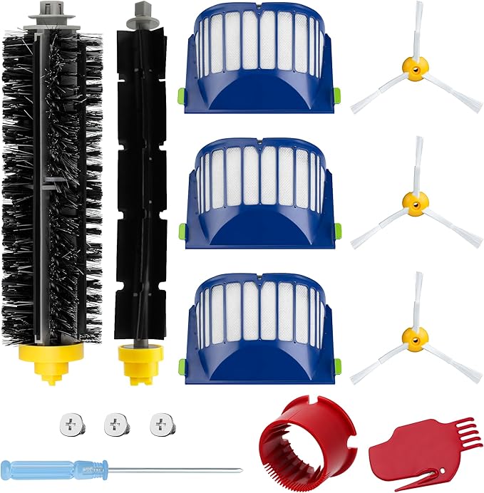 Funmit Parts Replacement for Roomba 500 600 Series 595 585 564 690 692 694 Vacuum Cleaner Accessories- Includes 3 Filter, 3 Side Brush and 1 Bristle Brush