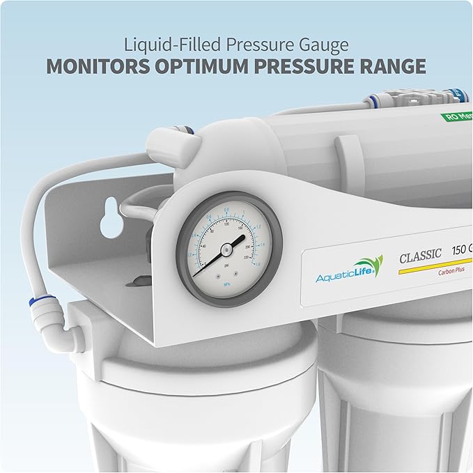 Aquatic Life 4-Stage Hydroponic Reverse Osmosis Water Filter System RO Filtration Unit, High Efficiency, 150 GPD