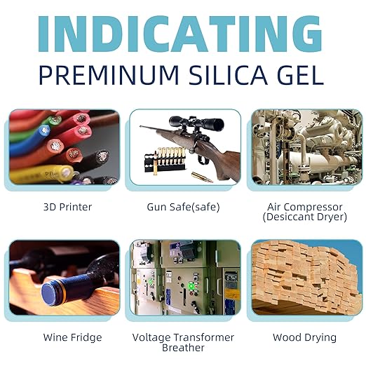 [Net Weight 16LBS] Blue Indicating Silica Gel Beads Desiccants - Rechargeable Desiccant Beads Silica Beads (Blue to Pink, 2 Packs of 8LBS)