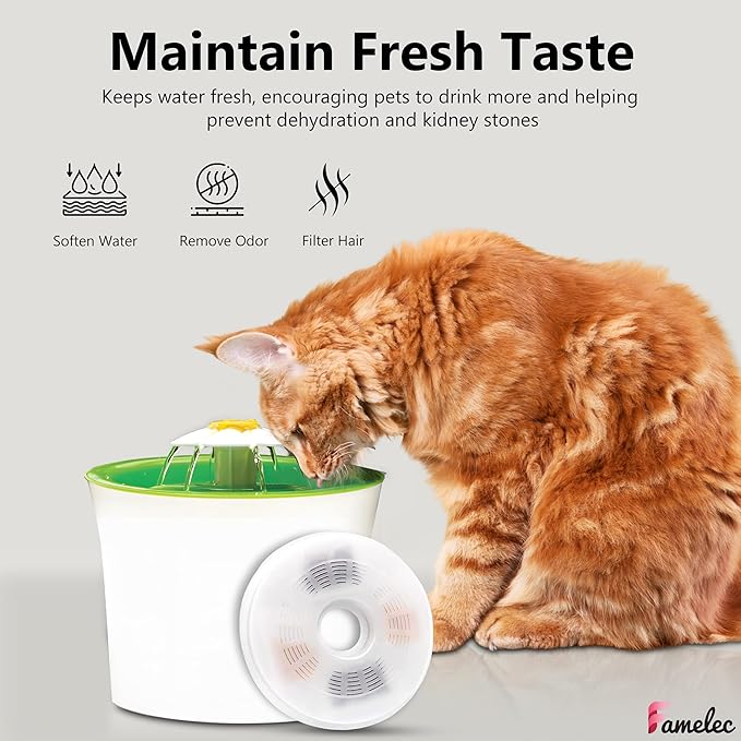 10 Pack Cat Water Filter Compatible with Catit Filters, Fit for 3L and 2L Flower Catit Water Fountain Filters, Triple Filtration Action Replacement for Catit Cat Drinking Water Fountains