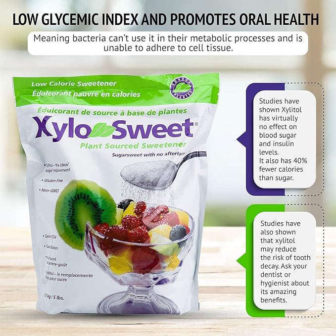 Xlear XyloSweet Plant Sourced Xylitol Sweetener - Pure Natural Sugar Substitute, Granules, Non-GMO, Gluten-Free, 5 Pound Bag (Pack of 3)