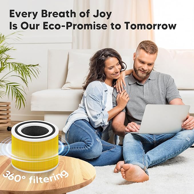 Core 300 Pet Care Replacement Filter for LEVOIT Core 300, Core 300S and Core 300-P Air Purifier, 3-in-1 H13 True HEPA Filter Replacement, Compared to Part # Core 300-RF-PA, 3 Pack, Yellow