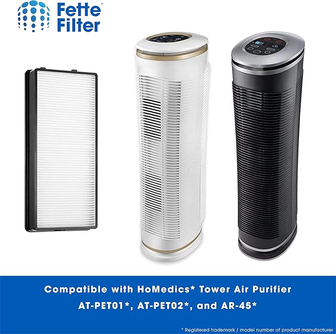 Fette Filter - at-OFL True Hepa Replacement Filter Compatible with HoMedics TotalClean True HEPA Tower Air Purifier Model AT-PET01 AT-PET02 and AR-45 Part Number at-OFL (Pack of 2)