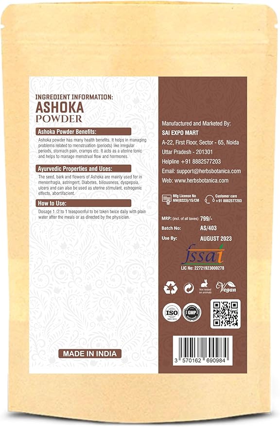 Ashoka Powder 5.3oz / 150 Grams | Saraca Indica - Traditional Uterine Tonic That Supports Healthy herb for Reproductive System