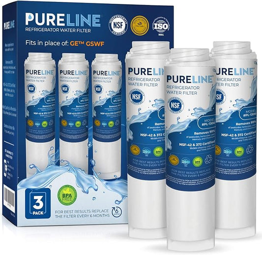 Pureline GSWF Replacement for GE GSWF, Kenmore 46-9914, 469914, 9914, Refrigerator Water Filter - Reduces Bad Taste & Odor