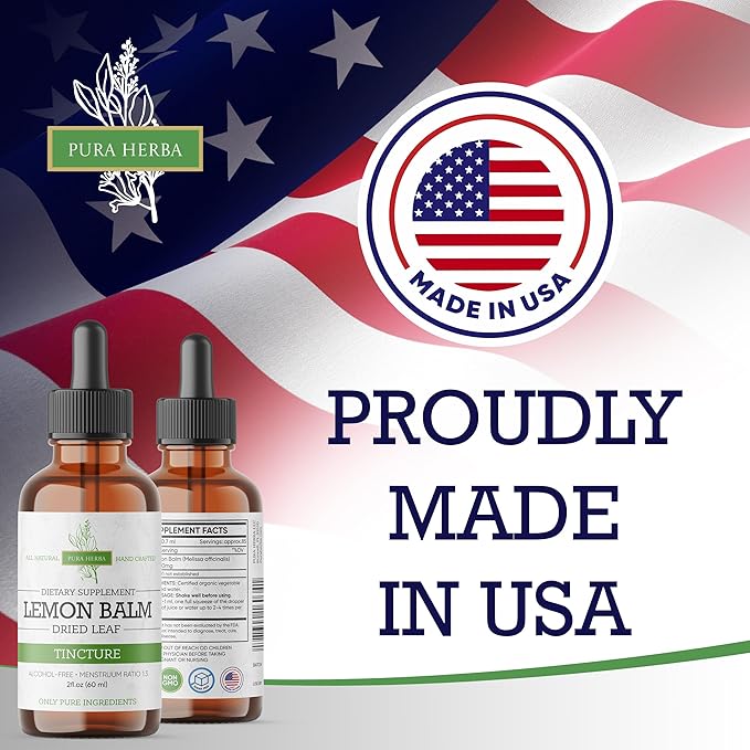 Lemon Balm Tincture – Alcohol-Free | Melissa Officinalis Liquid Extract | Natural Calming & Sleep Support | Herbal Stress Relief – 2 oz