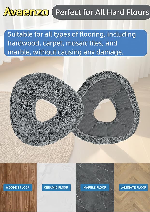 6 Pack Replacement Mop Pads Compatible with Narwal Freo X Z Ultra Z10 Freo Pro J3 J4 YJCC012 YJCC015 Ultra-fine Resuable Mop Cloth Robot Vacuum Cleaner Accessories, Grey