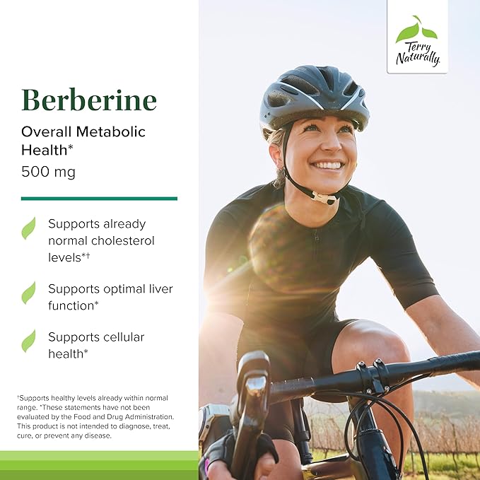 Terry Naturally Berberine - Dietary Supplement with Berberine - Liver Health Supplement for Metabolism Support - Joint Health Support for Men & Women - 60 Capsules (Pack of 2)