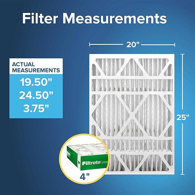 Filtrete 20x25x4 Slim Fit AC Furnace Air Filter, MPR 700, MERV 8, Fits AprilAire & Carrier, Capture Dust, Pollen & Pet Dander Reduction, 2-Pack (Actual Size 19.5x24.5x3.75 in)