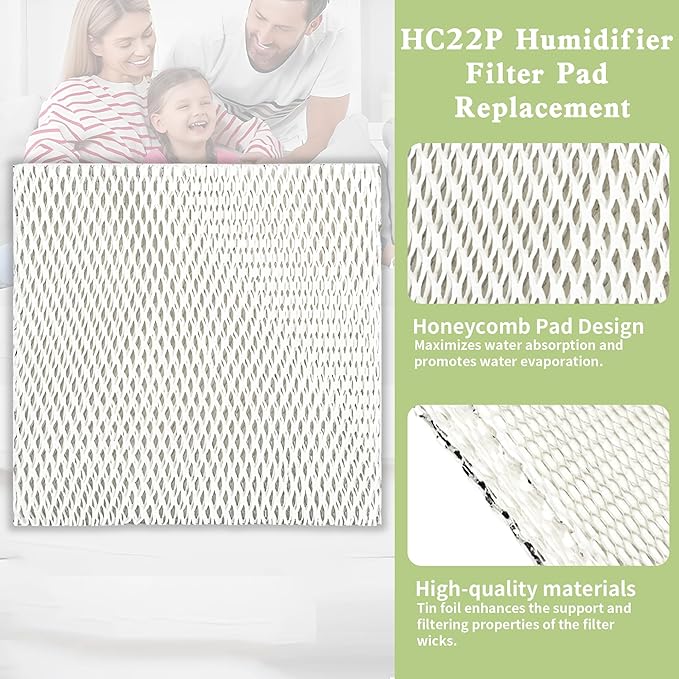 HC22P Humidifier Filter Pad Replacement Filter Wicks Compatible with Honeywell HE100 HE150 HE220 HE240 Aprilaire 110 220 550 550A Humidifiers-2 Pack