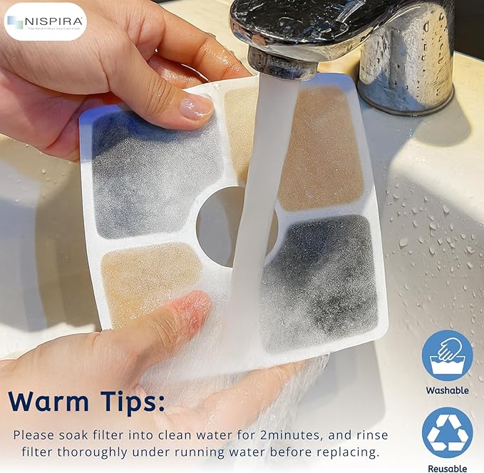 NISPIRA Triple Filtration Charcoal Water Filter Set Replacements for Veken 67oz, 95oz/ 2.8L, 135oz Automatic Stainless Steal Cat Water Fountain, Dog Water Fountain Dispenser 6 Sets