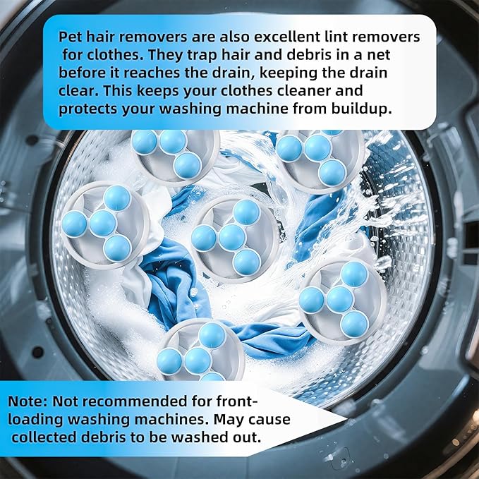 Pet Hair Remover for Laundry, 2025 Upgraded Pet Hair Remover for Laundry Hair Filter Bag Lint Catcher for Washing Machine Cat and Dog Hair Washing Machine Catcher 6 Pcs (Blue)