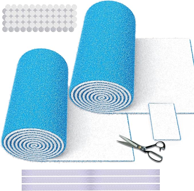 2 Rolls Air Vent Filters, 120" x 12" Cut to Size Air Filter (100+ Filters), MERV 8 Triple Vent Filter Kit for Floor Registers, Grilles, Ceiling, Wall HVAC Furnace Vents, With Adhesive Hook Tape