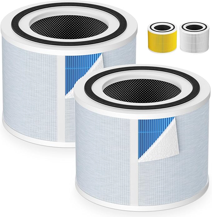 Core 300 Smoke Replacement Filter for LEVOIT Core 300/ Core 300S/ Core 300-P/Core 300S-P/Core P350 Air Purifi-ers, 3-IN-1 HEPA Filter, Compared to Part# Core 300-RF, Blue (2 Pack)