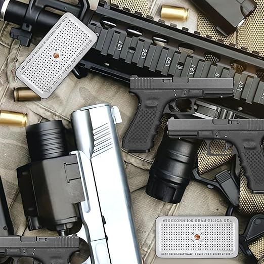 100 Gram 5 Pack Indicating Silica Gel Canister, Gun Safe Dehumidifier (Orange to Green), Reusable Desiccant Canister Dehumidifier