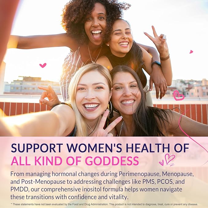 Myo-Inositol & D-Chiro Inositol, Hormone Balance for Women | Sugar Free Inositol Gummies w/Omega 3, MTHF Folate, Vitamin D3, B12, Magnesium & Zinc for Ovarian Health, Ideal 40:1 Ratio, Vegan, 60 Cts