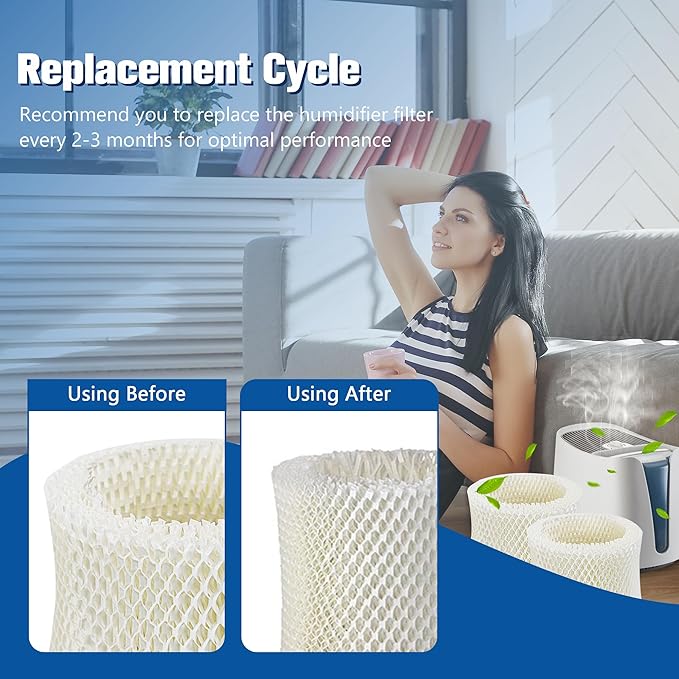 Funmit Humidifier Filters Replacement for Honeywell Humidifier Filter HAC-504 HAC-504AW and Honeywell Filter A, Replacement for Honeywell HCM-350 HCM-500 HCM600 Cool Mist Humidifiers, 6 Pack, White