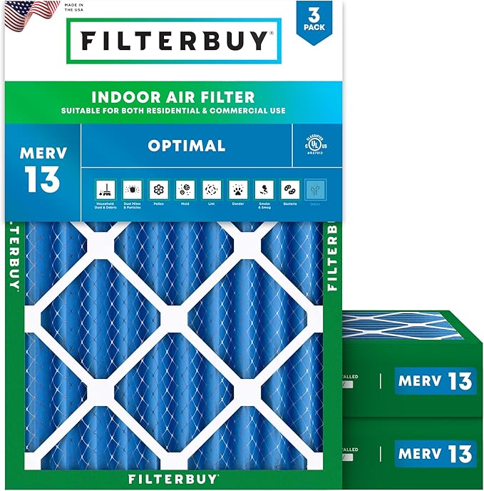 Filterbuy 18x24x4 Air Filter MERV 13 (MPR 1900) Health Defense Replacement (3-Pack), Electrostatic Pleated HVAC AC Furnace Filters, Made in USA (Actual Size: 17.50 x 23.38 x 3.63)