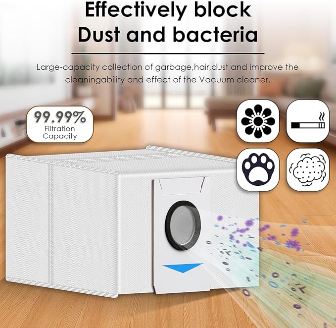 (10 Pieces) T20 OMNI Dust Bag Replacement Vacuum Bags for ECOVACS DEEBOT T20 OMNI, X1 OMNI, X1 PRO OMNI, T10 OMNI Robot Vacuum, Filter Bags Compatible With DEEBOT X1 OMNI Auto-Empty Station