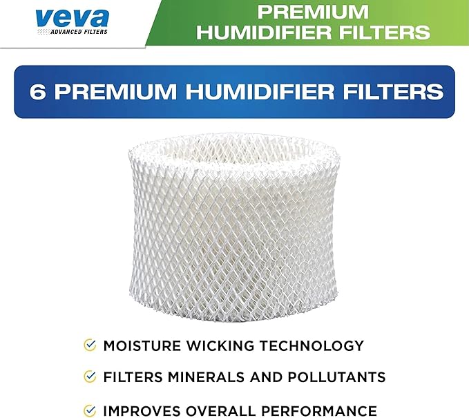 VEVA 6 Pack Premium Humidifier Filters Replacement for Honeywell Filter A, HAC-504, HAC-504AW, HCM 350 and Other Cool Mist Models