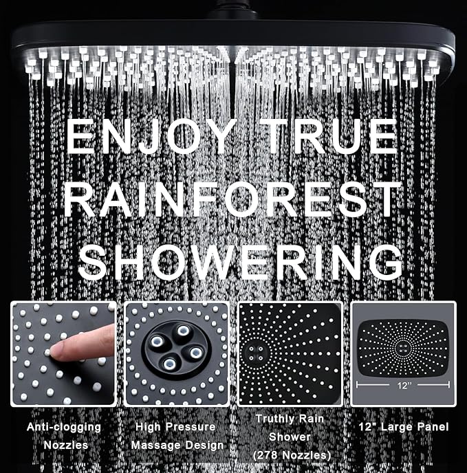 High Pressure Rain Shower Head: Upgrade Shower Heads with Handheld Spray Combo with Fixed Showerhead and 10 Sprays Handheld Shower Head, Detachable Showerheads Built-in Magnetic Docking and Power Jets