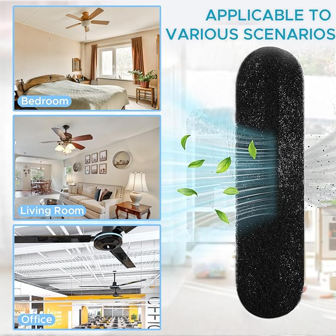 Ceiling Fan Air Filter -15 Pack Activated Coconut Shell Carbon Unscented Air Purifier Universal Rounded Rectangle Easy-Stick Ceiling Fan Blade Filters for Home Living Room Bedroom Office