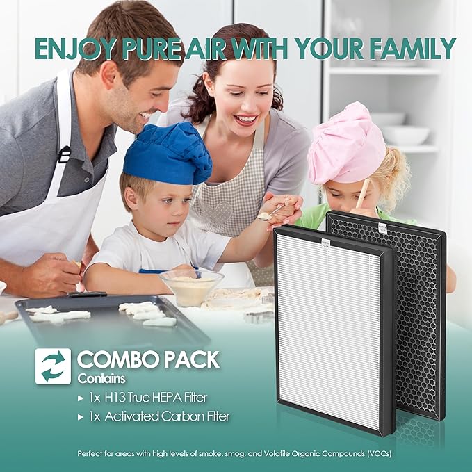 1-Set Alexapure Breeze Filter Replacement AP-B103 and AP-B104 Compatible with Alexapure Breeze Air Purifier AP-B102 and 3049, 1x True High-Efficiency Filter & and 1x Activated Carbon Filter AP-B104