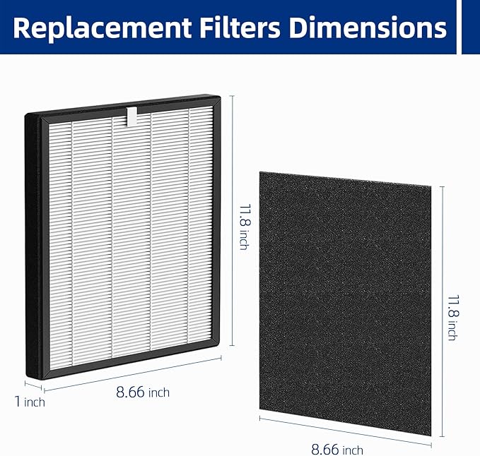 ProHEPA 9000 Replacement Filters Compatible with VEVA ProHEPA 9000 Air Purifier - 2 Pack Premium Air Filters + 8 Pack Activated Carbon Pre-Filters