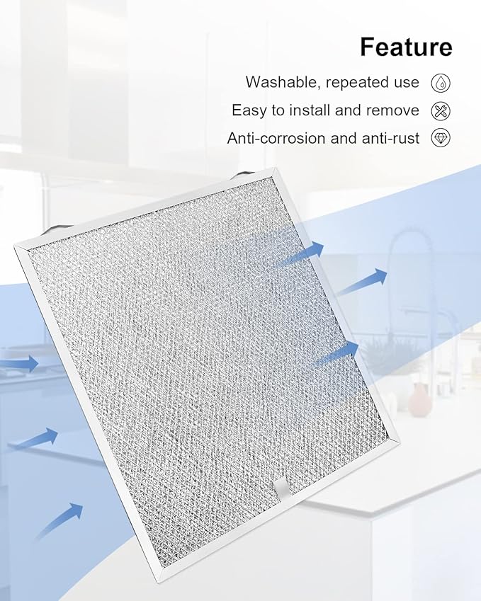 2 Pcs S99010430-002 Range Hood Filter Compatible with Broan Nutone Ken-more 15-3/4" x 13-7/8" x 3/8" Aluminum Mesh Grease Range Hood Filters Replace 99010430-002 4512880