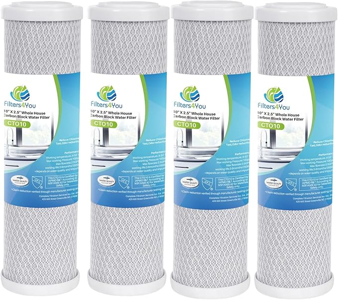 CFS – Carbon Block Water Filter Cartridges Compatible with GE GXWH04F, GXWH20F, GXWH20S & GXRM10 Models – Remove Bad Taste & Odor – Whole House Replacement Water Filter Cartridge- White (Pack Of 4)