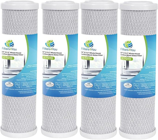 CFS – Carbon Block Water Filter Cartridges Compatible with GE GXWH04F, GXWH20F, GXWH20S & GXRM10 Models – Remove Bad Taste & Odor – Whole House Replacement Water Filter Cartridge- White (Pack Of 4)