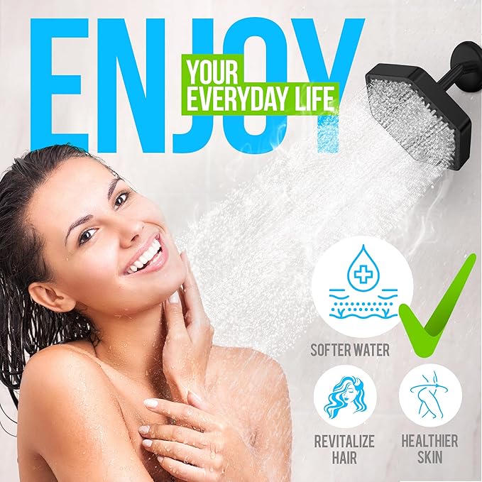 AquaHomeGroup Luxury Filtered Shower Head Set - 20 Stage Shower Filter for Hard Water, Chlorine, Fluoride, Heavy Metals - Water Filter Shower Head with Vitamin C E A Patent Pending (Black)