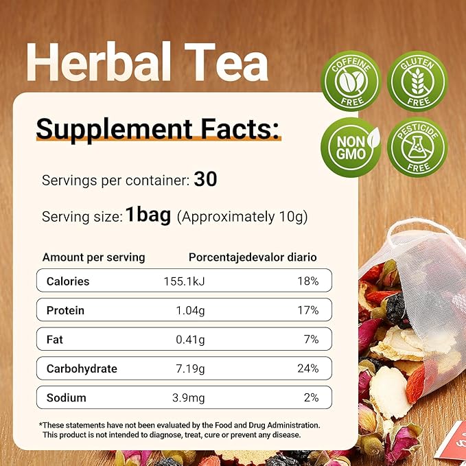 Kidney Tea Formula Ginseng Vitality Tea - 2 Varieties x 15 Bags, Traditionally Family-Grown, Caffeine-Free Pure Herbal Blend with 10 Traditional Chinese Herbs for Men & Women
