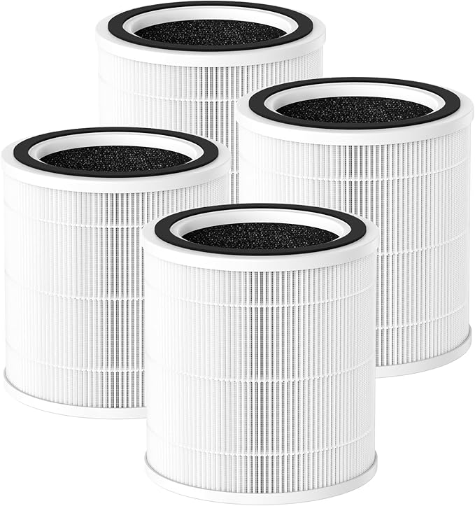 4 Pack AC400 Air Purifier Filter Replacement for Purivortex AC400 Air Purifier, 3-in-1 Filtration System, White