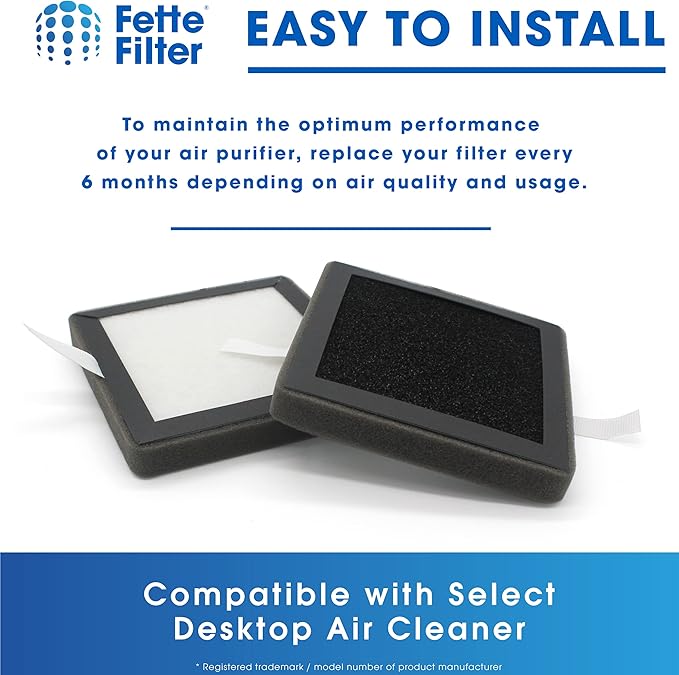Fette Filter - True HEPA Air Purifier Filters with Activated Carbon Filters Compatible for Potulas Compact Desktop Air Purifier - Pack of 4