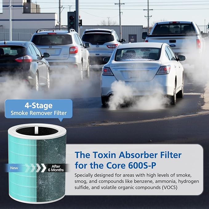 Core 600S-P Air Purifier Toxin Absorber Replacement Filter Compatible With LEVOIT Core 600S Air Purifier, 3-in-1 HEPA Filter and Activated Core 600S-P Filter, Core 600S-RF-TX, 2 Pack