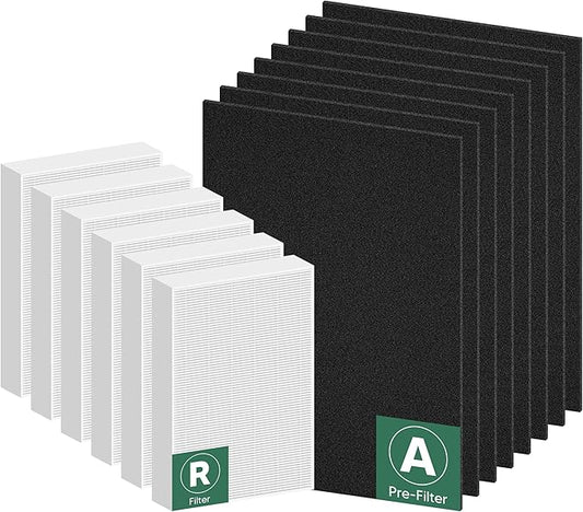 Improvedhand HPA300 Filter Replacement for Honey-Well & Replacement Filter R Compatible with HPA300 HPA304 HPA5300 HPA8350 HPA300VP (6 True H13 Filters & 8 Pre-Cut Activated Carbon Pre Filters)