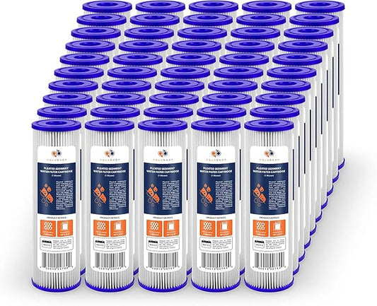 Aquaboon 1 Micron Pleated Water Filter 10 x 2.5 - Whole House Sediment Filter Replacement Cartridge Compatible with WFPFC3002, WHKF-WHPL, 50-Pack