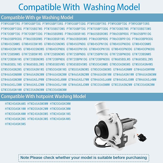 GTW680BSJ5WS GTW465ASN1WW GTW335ASN1WW Washer Drain Pump Filter, Fit for GE Washer GTW460ASJ8WW GTW680BSJ1WS GTW500ASN1WS GTW540ASP1WS PTW600BPR1DG GTW220ACW0WW GTW465ASN0WW GTW720BPN1DG GTW500ASN5WS