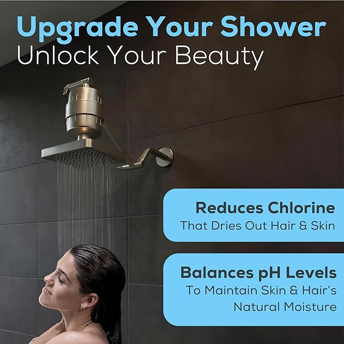SparkPod 23 Stage Shower Head Filter for Dry Hair and Skin - High Output Universal Shower Filters to Remove Toxic Chemicals, Chlorine & Heavy Metals (Elegant Brushed Nickel)