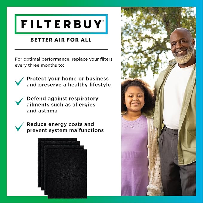 Filterbuy Activated Carbon Pre-Cut Filter HRF-A100 Replacement for Honeywell Air Purifier (4-Pack, Made in USA)
