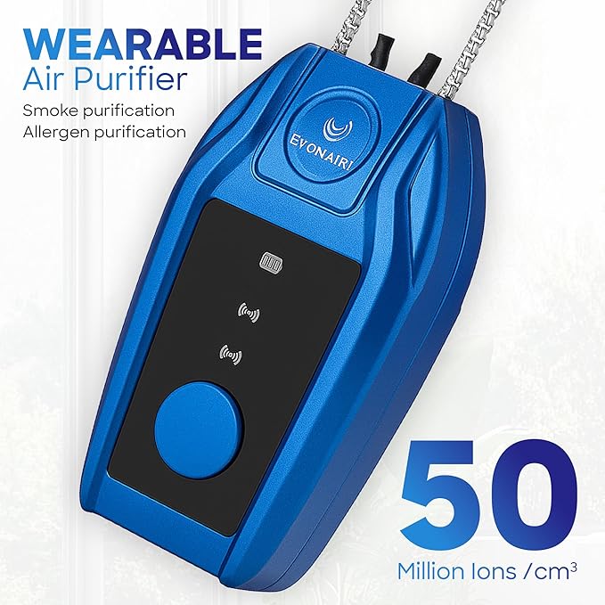Portable Air Purifier for Travel with 50M Ions/cm³ | Mini Wearable Necklace Ionizer, Filterless, No Maintenance | Personal Air Purifier Small, 500mAh Rechargeable, 120H Runtime, CE ROHS FCC Certified