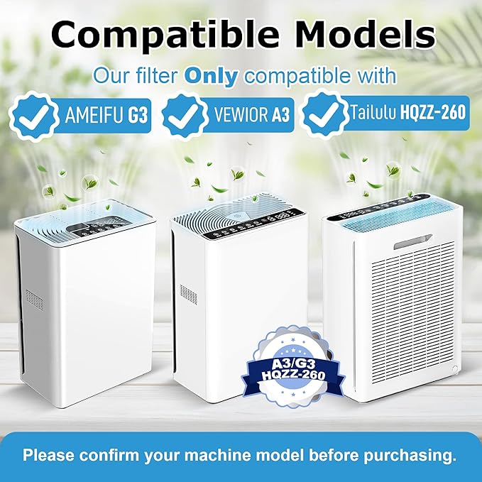 G3 A3 Air Purifier Replacement Filter for AMEIFU, Compatible with AMEIFU G3 Sferf-30 (FXAP2W), VEWIOR A3, And Tailulu HQZZ-260, 3-in-1 H13 True HEPA Filter, 3 Pack