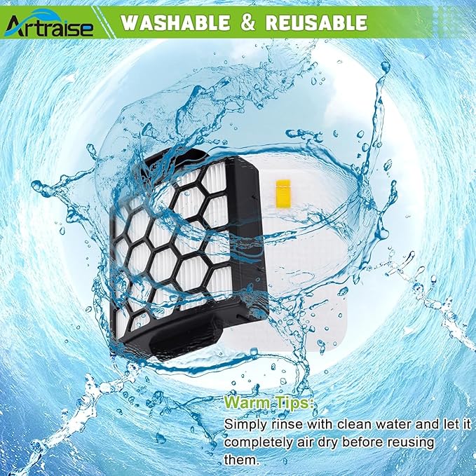 Artraise Filter Replacement for Shark NV255 NV251 NV151 ZU62 ZU60 ZU51 Navigator Zero-M Self-Cleaning Brushroll Pet Pro Vacuum, Part #1238FT60 & 1239FT60, 2 HEPA Filters 6 Foam 6 Felt Kit (Black)