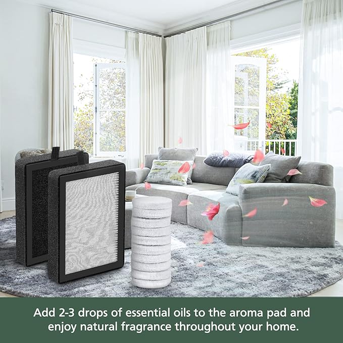 isinlive LV-H128 Air Purifier Replacement Filter Compatible with LEVOIT LV-H128/ PUURVSAS (HM669A) / ROVACS (RV60) 3-in-1 HEPA Filter, 4 Pack LV-H128 Filters and 30 Pack Aroma Pads