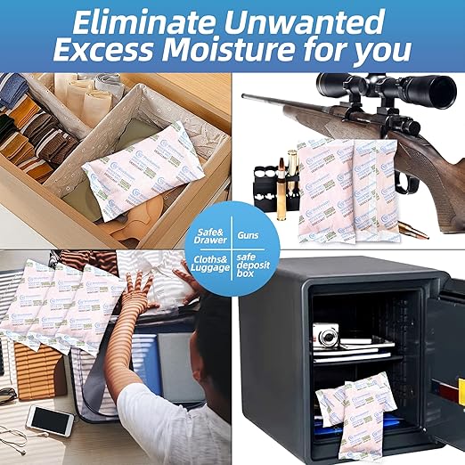 [2 Packs] 200 Gram Desiccant Packs, Indicating Silica Gel, Rechargeable Silica Packets, Moisture Absorbers for Storage, Gun Safe Dehumidifier